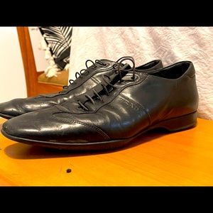 Prada Mens Black Oxford Lace-up Dress Shoes Size 9